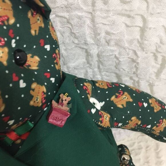 Christmas Vtg Green Teddy Bear - Picture 3 of 9